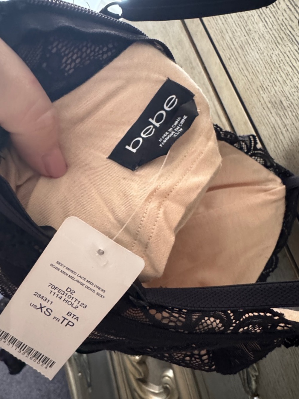 bebe Black Sheer Lace Bodysuit Dress - Picture 4 of 4